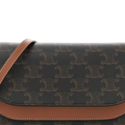 Celine Triomphe Canvas Lambskin Wallet On Strap Tan 7 of 12