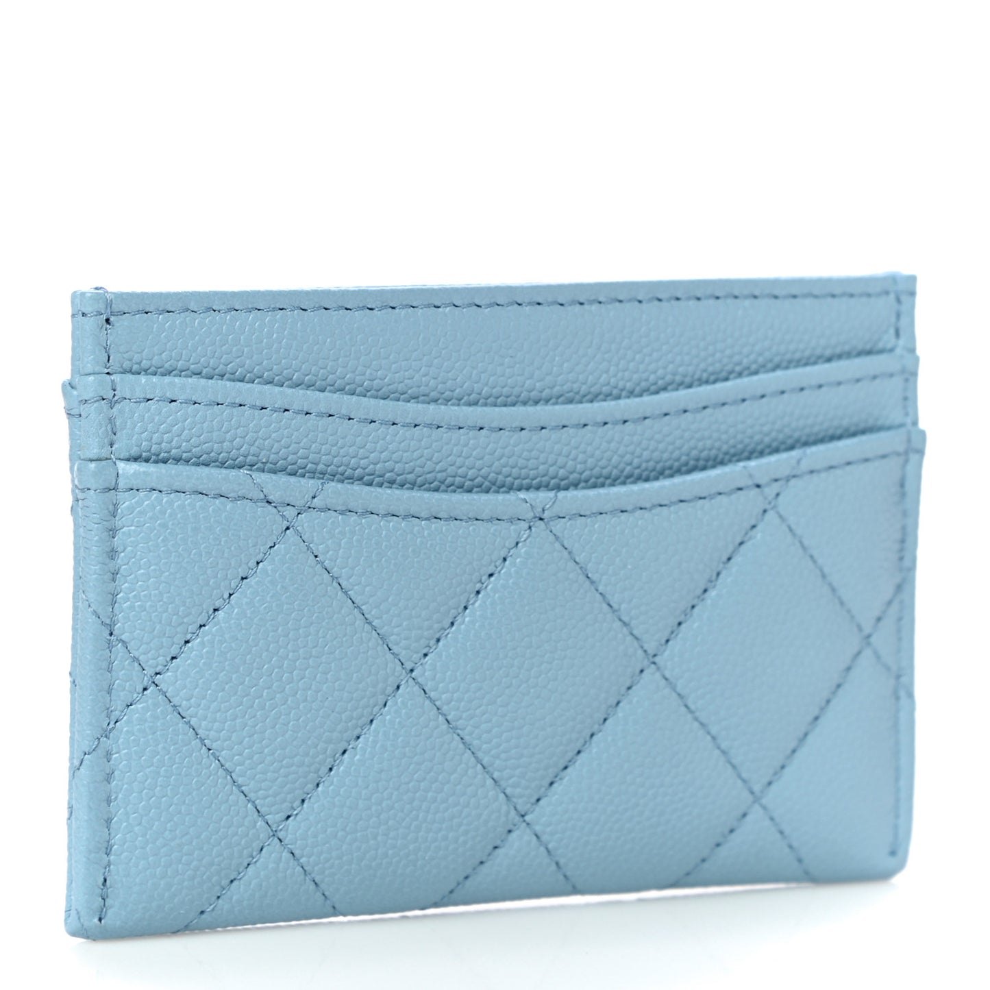 Caviar Quilted Card Holder Light Blue