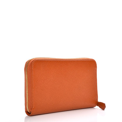 Prada Saffiano Metal Zip Around Wallet Papaya 3 of 16