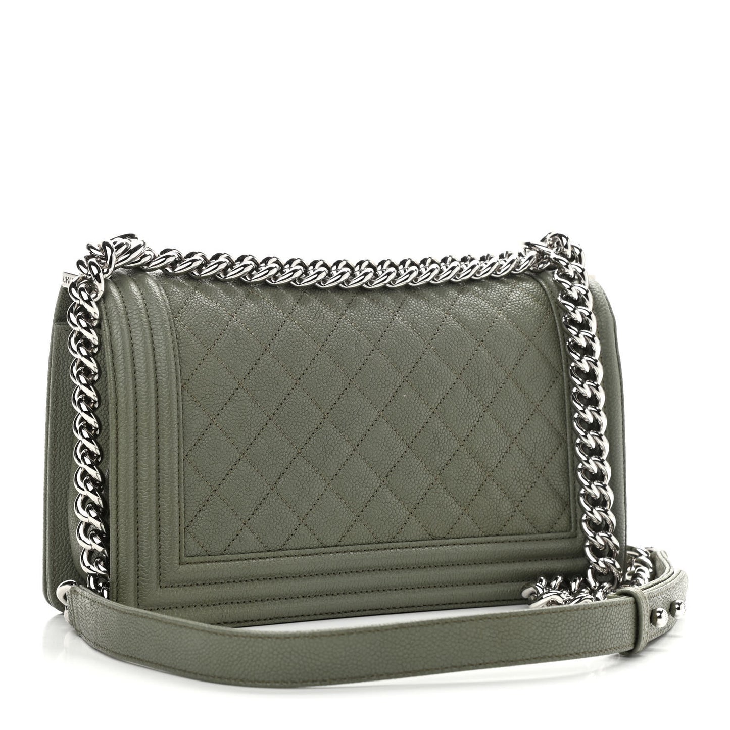 Caviar Quilted Medium Boy Flap Green