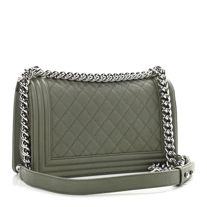 Chanel Caviar Quilted Medium Boy Flap Green 3 of 11