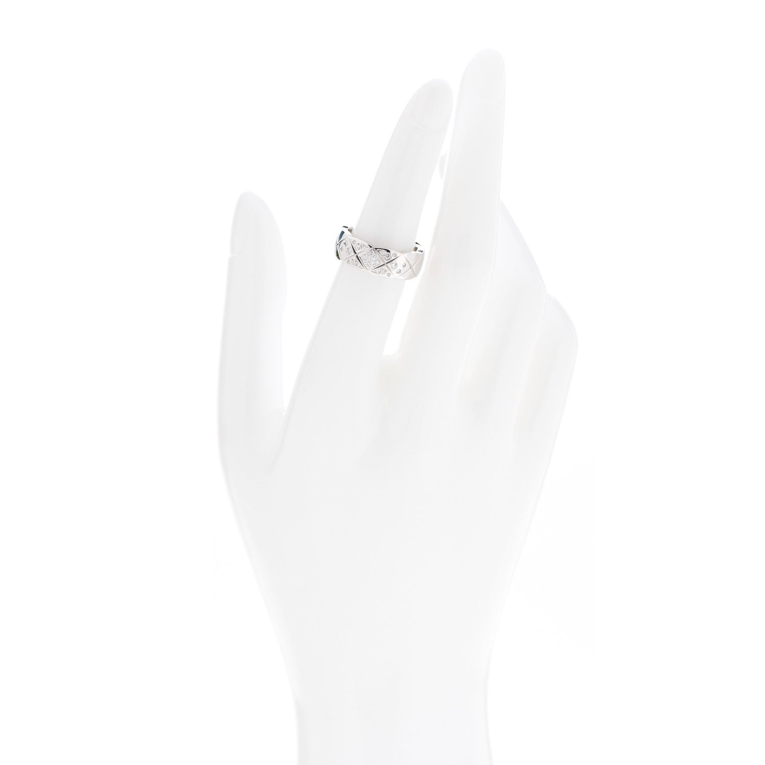 Chanel 18K White Gold Diamond Small Coco Crush Ring 51 5.75 2 of 7