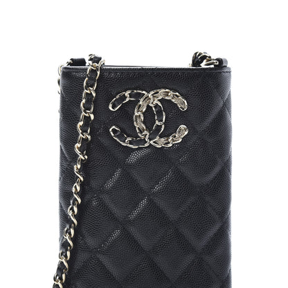 Chanel Caviar Quilted French New Wave Phone Holder With Chain Black 10 of 13