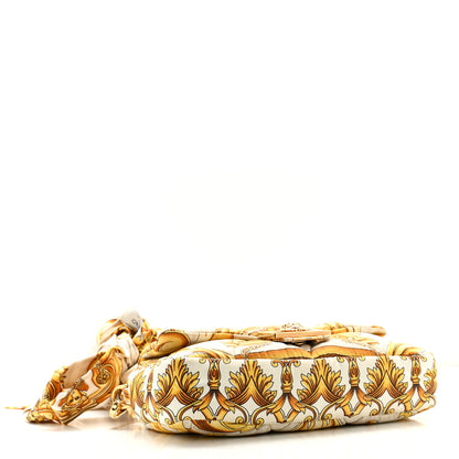 Fendi X VERSACE Silk Fendace FF Baroque Quilted Scarf Baguette White Gold 4 of 9