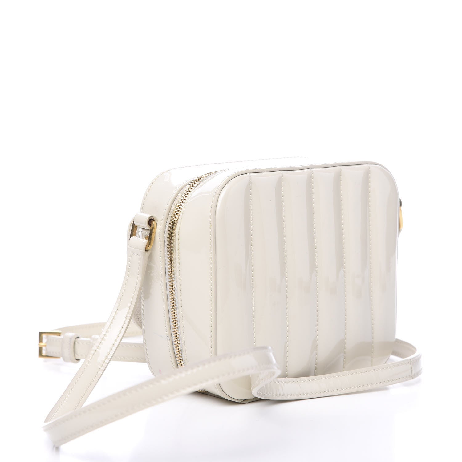 Saint Laurent Patent Matelasse Monogram Toy Vicky Camera Bag Off White 2 of 9