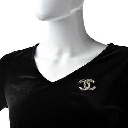 Chanel Crystal CC Brooch Pin Light Gold 2 of 4