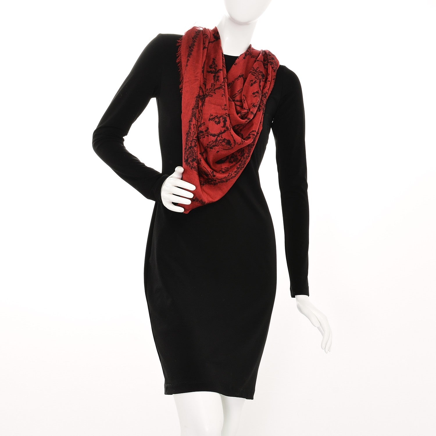Alexander McQueen Modal Silk Scarf Red Black 2 of 6