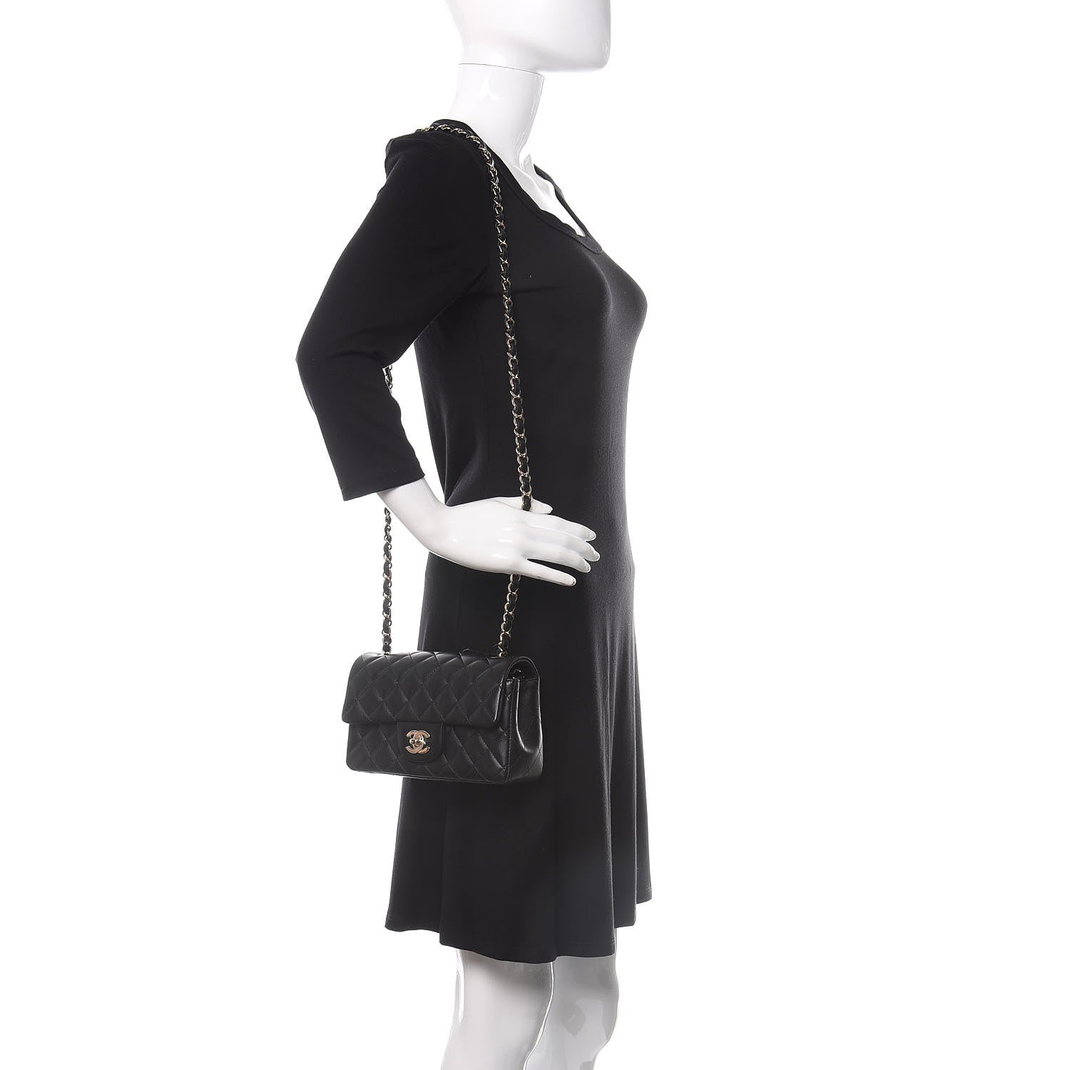 Chanel Lambskin Quilted Mini Rectangular Flap Black 2 of 11