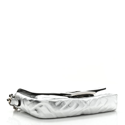 Fendi Vitello Catalan Mirror FF 1974 Embossed Mini Baguette Argento 4 of 10