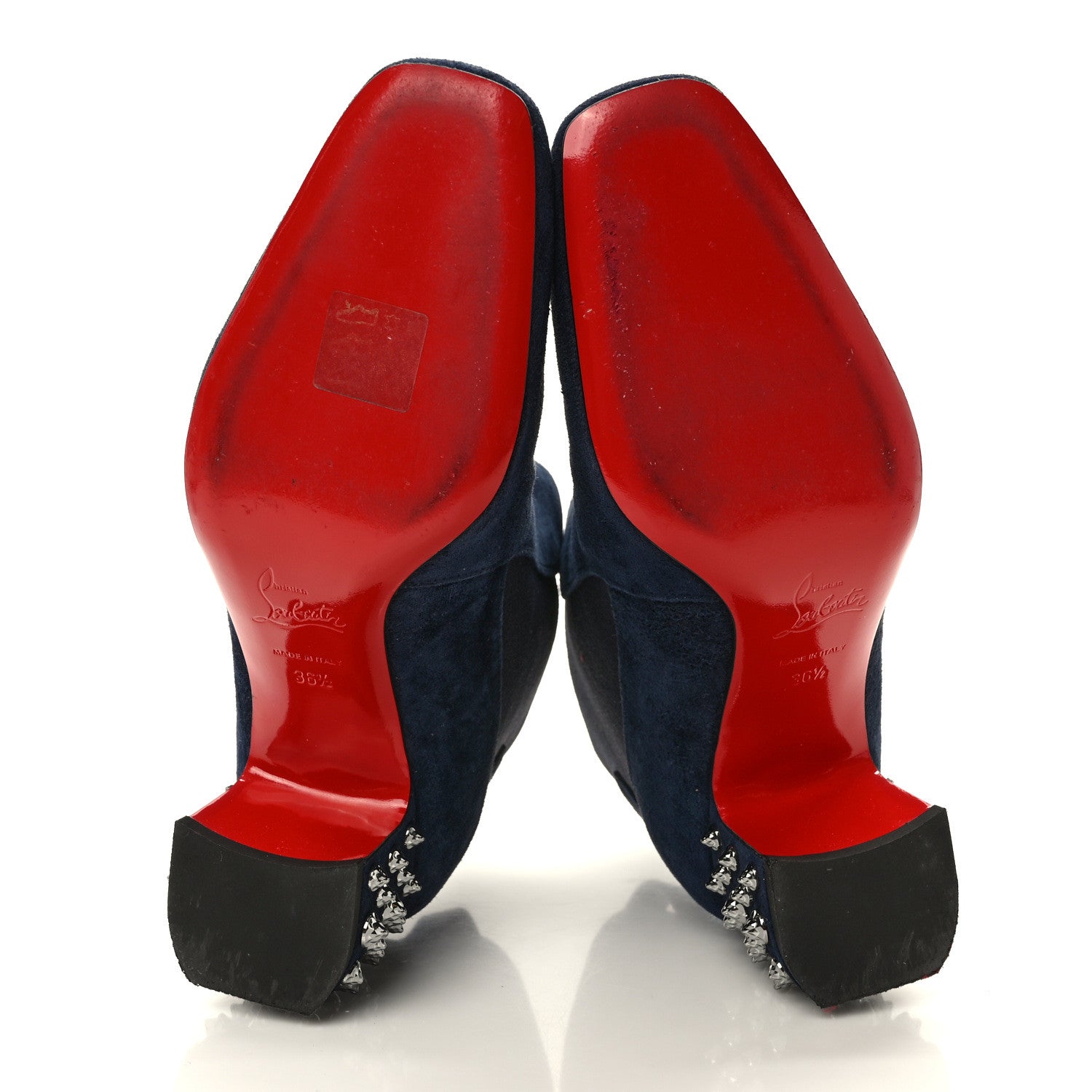 Christian Louboutin Veau Velours Spiked Study Stretch 55 Ankle Boots 36.5 Blue 5 of 8
