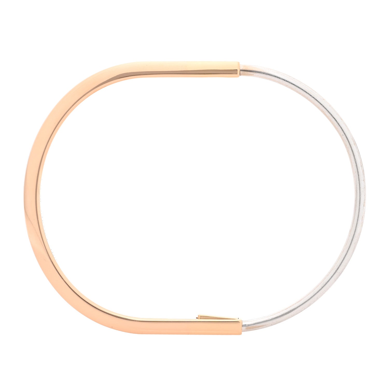 Tiffany 18K Rose White Gold Lock Narrow Bangle Bracelet 3 of 7