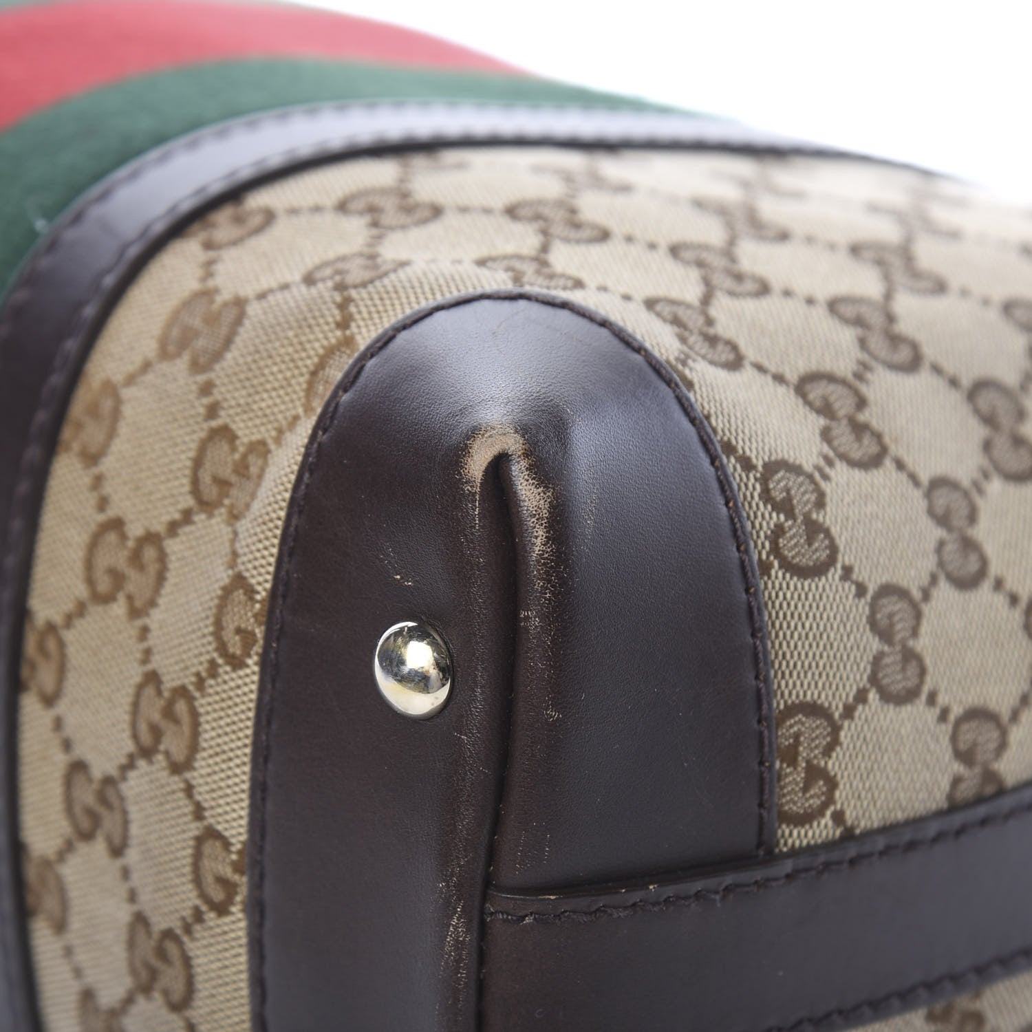 Gucci Monogram Vintage Web Medium Hobo Dark Brown 10 of 12