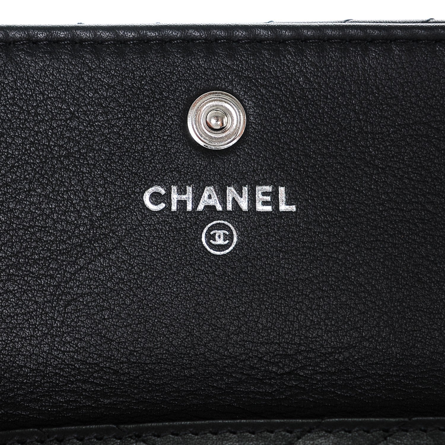 Chanel Calfskin Chevron Wallet On Chain WOC Insert Black 6 of 7