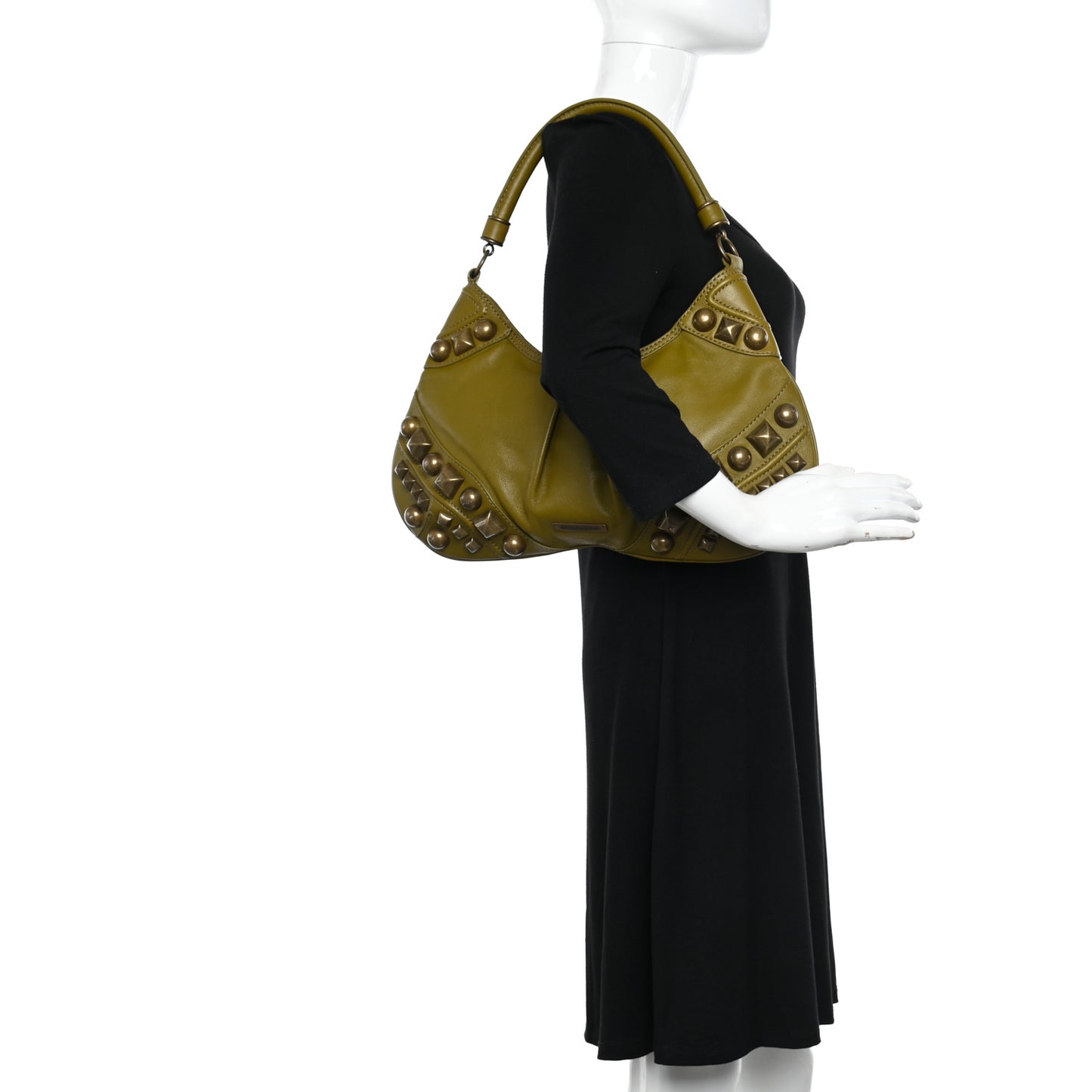 Calfskin Studded Alverton Hobo Green