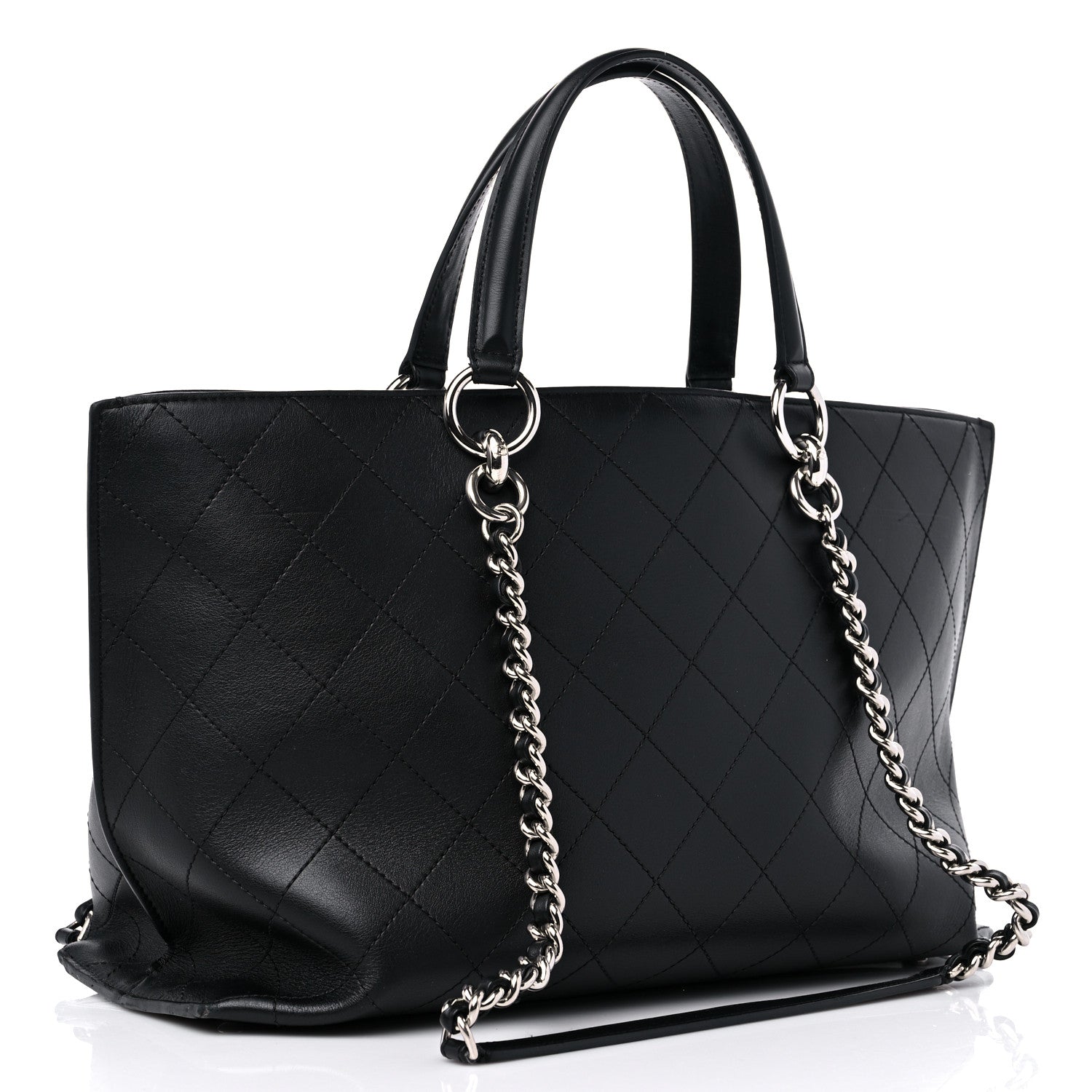 Chanel Calfskin Stitched Shopping Tote Black 2 of 9