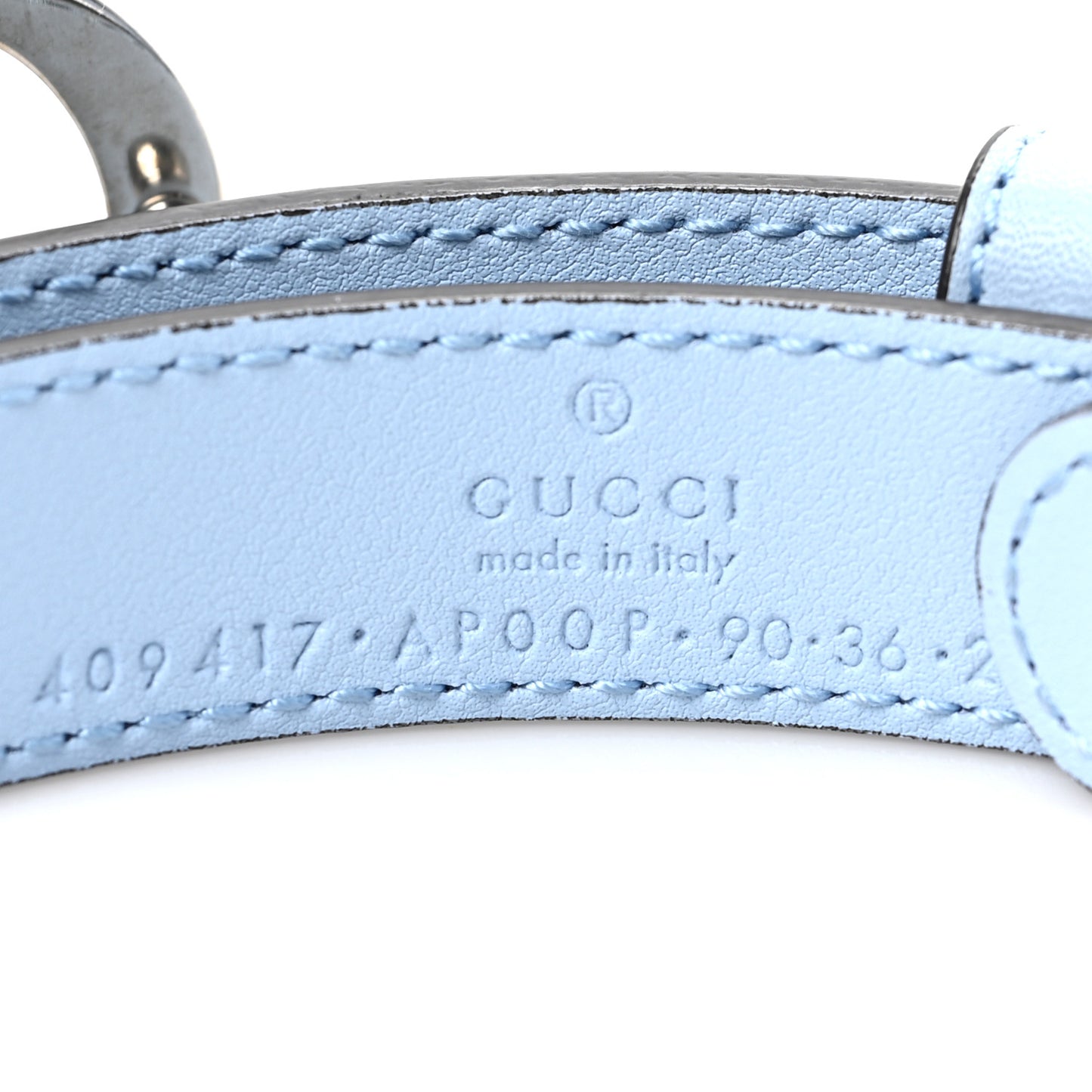 Moon Calfskin Palladium Double G 20mm Belt 90 36 Porcelain Light Blue