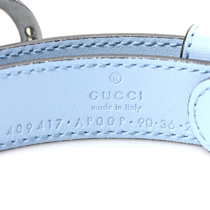 Gucci Moon Calfskin Palladium Double G 20mm Belt 90 36 Porcelain Light Blue 3 of 4