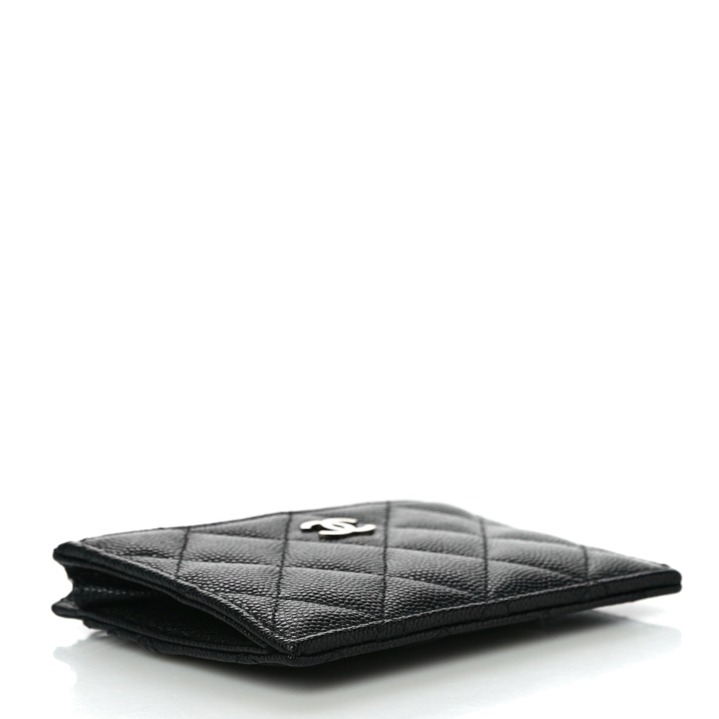 Caviar Quilted CC Zip Card Holder Black