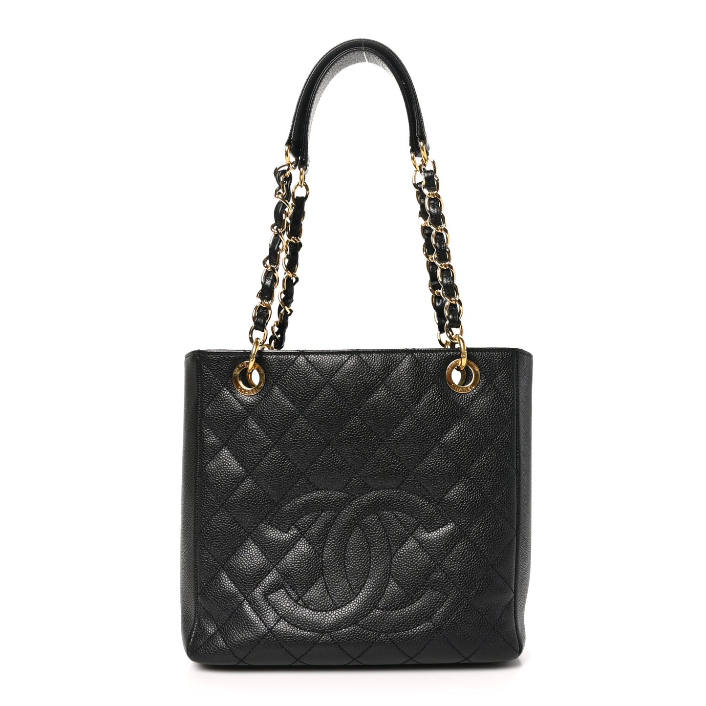 Caviar Quilted Petit Shopping Tote PST Black