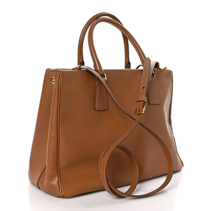 Prada Saffiano Lux Galleria Front Pocket Tote Caramel 3 of 9
