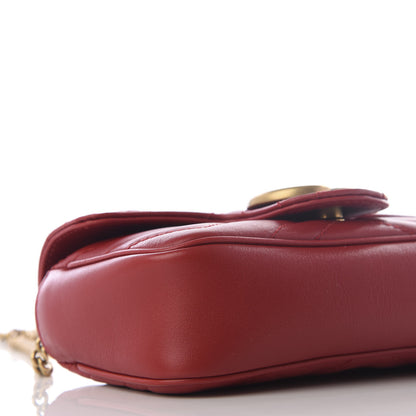Gucci Calfskin Matelasse Super Mini GG Marmont Shoulder Bag Hibiscus Red 8 of 10