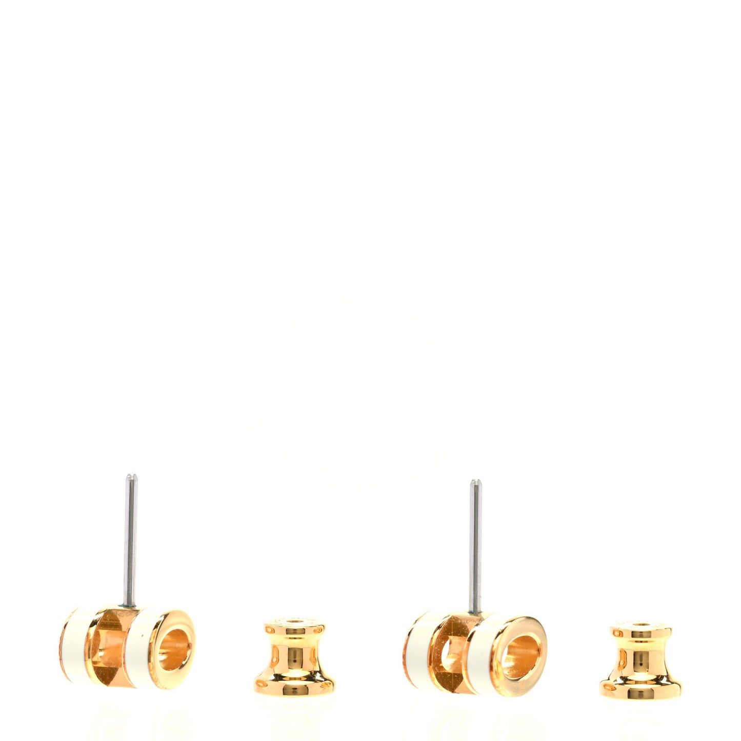 Gold Lacquered Mini Pop H Earrings White