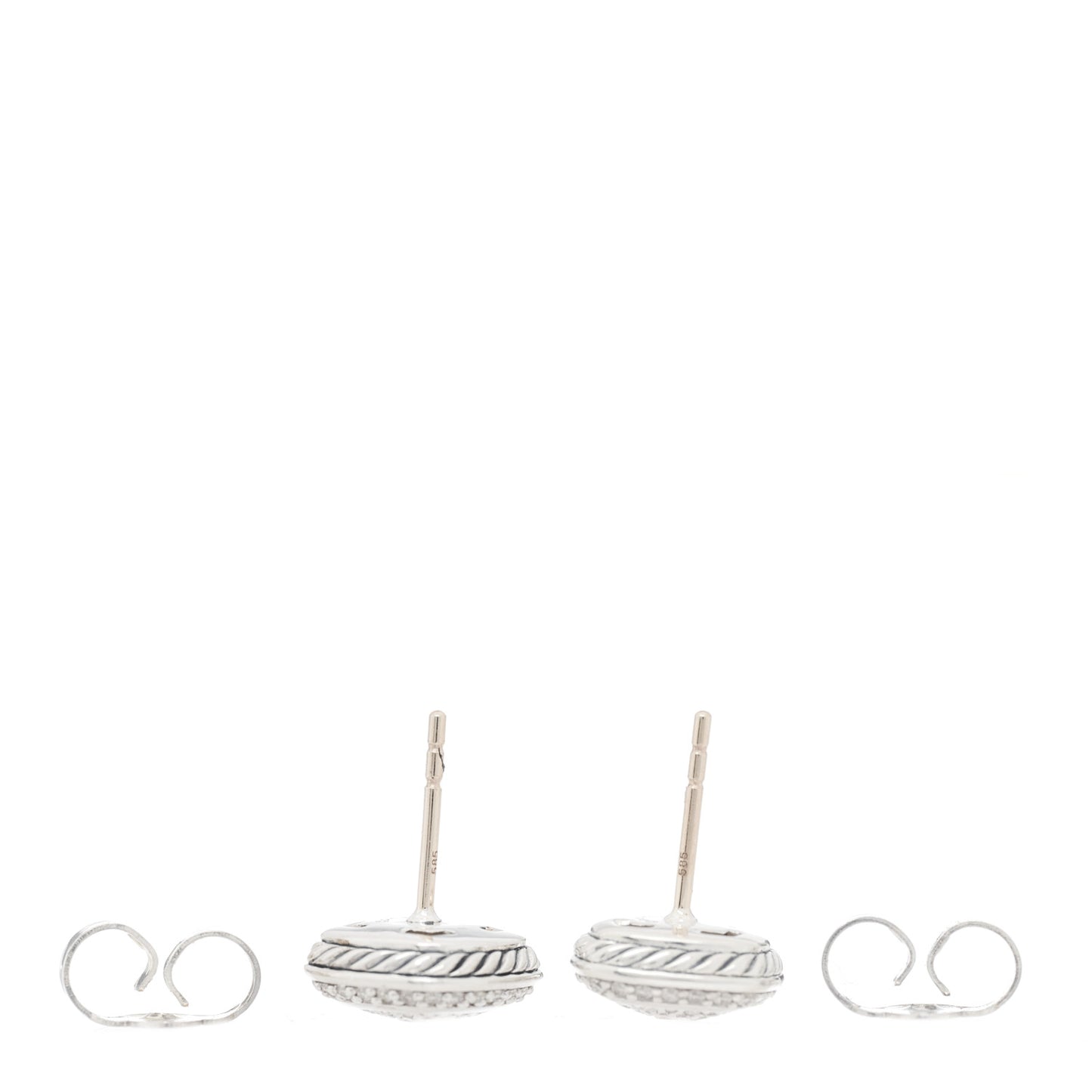 Sterling Silver Diamond 7mm Pave Albion Earrings