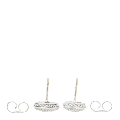 David Yurman Sterling Silver Diamond 7mm Pave Albion Earrings 3 of 4