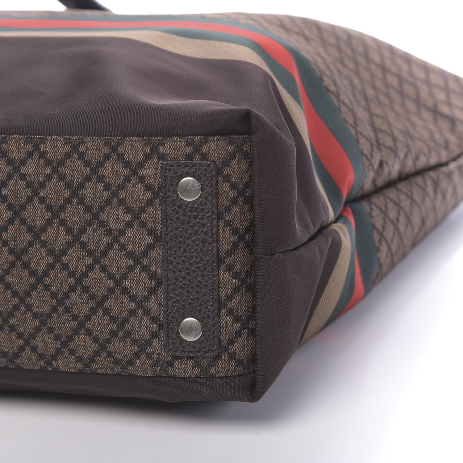 Gucci Nylon Diamante Web Buckle Tote Brown 9 of 10