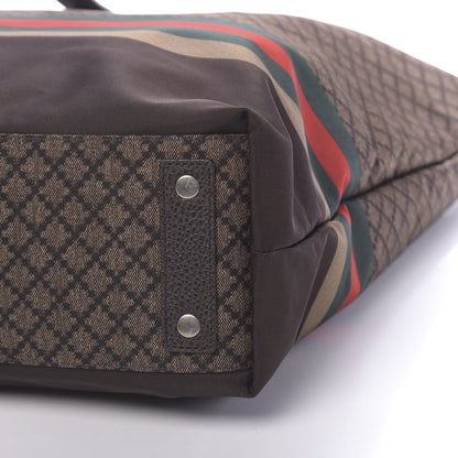 Gucci Nylon Diamante Web Buckle Tote Brown 9 of 10