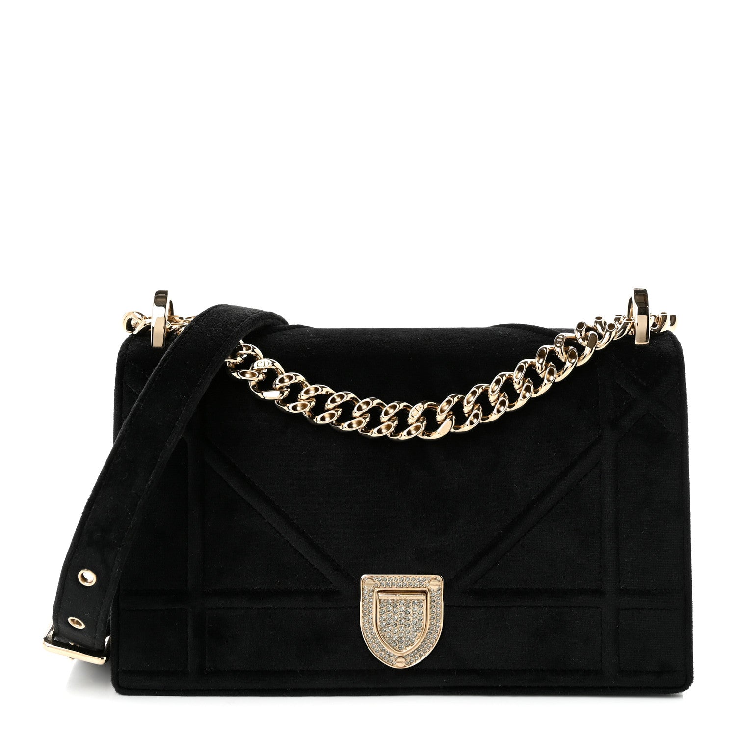 Christian Dior Velvet Small Diorama Flap Bag Black 1 of 9