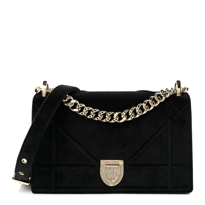Christian Dior Velvet Small Diorama Flap Bag Black 1 of 9