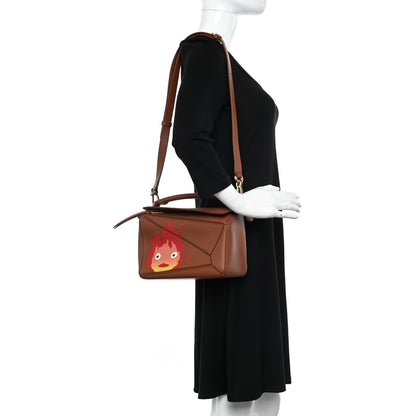 Loewe X HOWLS MOVING CASTLE Satin Calfskin Small Calcifer Puzzle Bag Rust 2 of 10