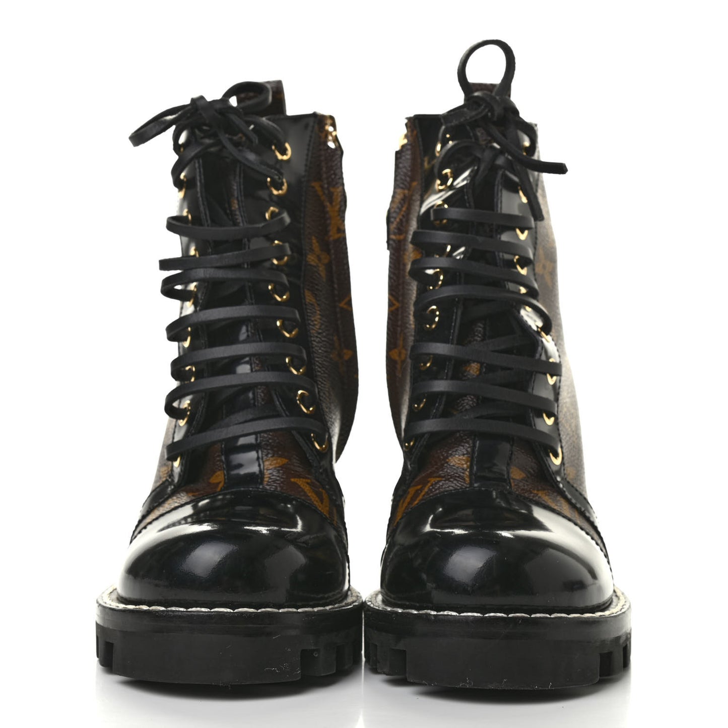 Patent Calfskin Monogram Star Trail Ankle Boots 36 Black