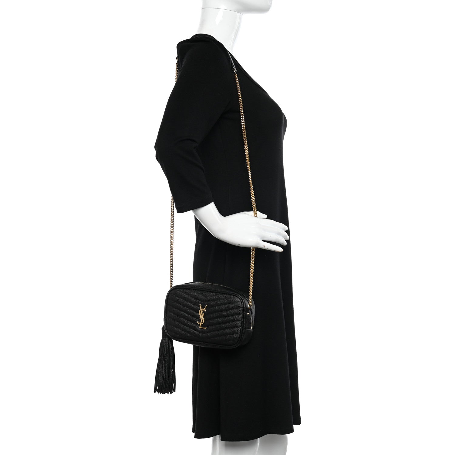 Saint Laurent Grain De Poudre Matelasse Monogram Mini Lou Camera Bag Black 2 of 11