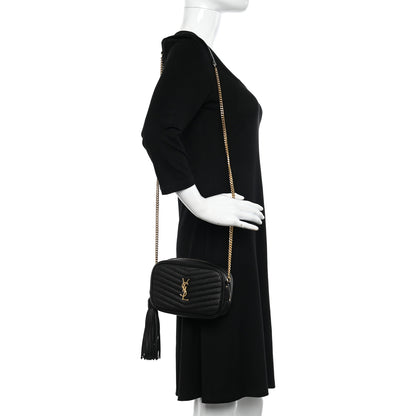 Saint Laurent Grain De Poudre Matelasse Monogram Mini Lou Camera Bag Black 2 of 11