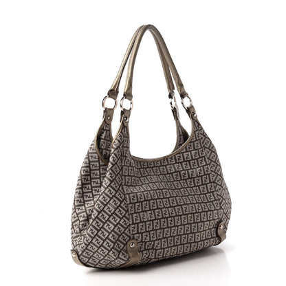Fendi Zucchino Vachetta Shoulder Bag Caffe Argilla Canna di Fucile 3 of 10