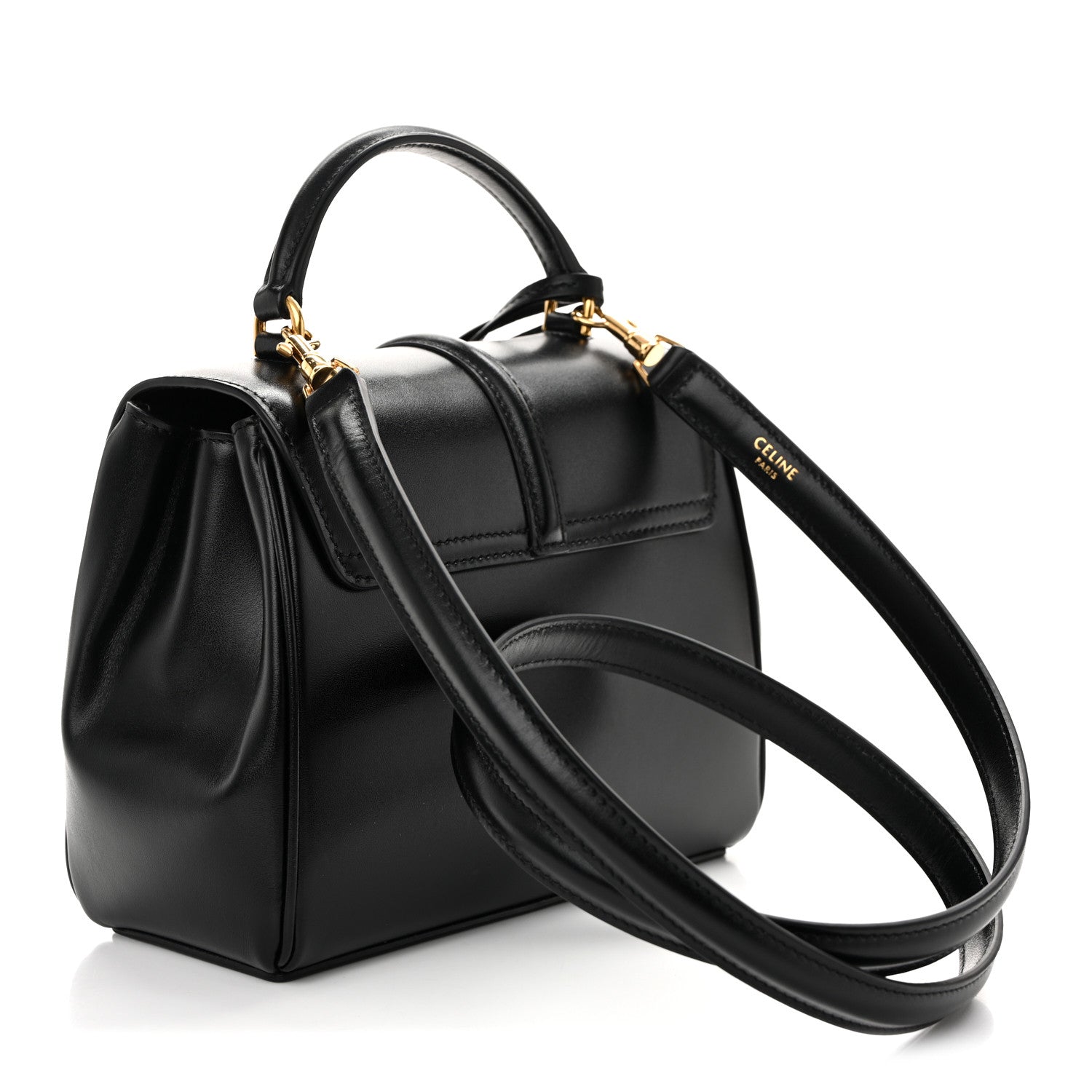 Celine Satinated Calfskin Mini 16 Top Handle Bag Black 3 of 10