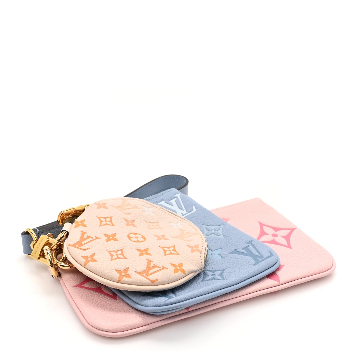 Empreinte Monogram Giant By The Pool Trio Pouch Rosebud Summer Blue Cream Saffron