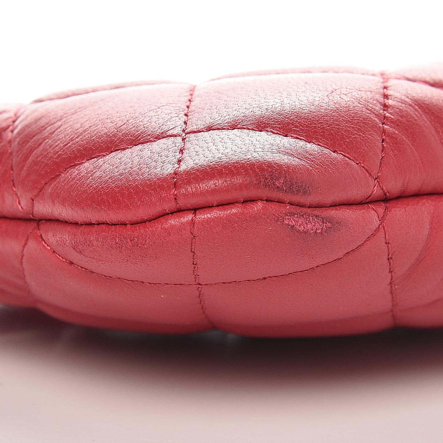 Lambskin Quilted Small Cosmetic Case Dark Pink