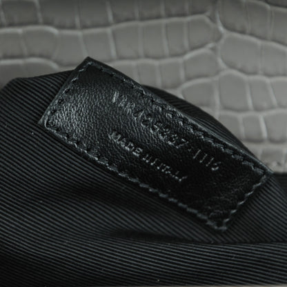 Saint Laurent Calfskin Crocodile Embossed Monogram Large Satchel Fog 7 of 7