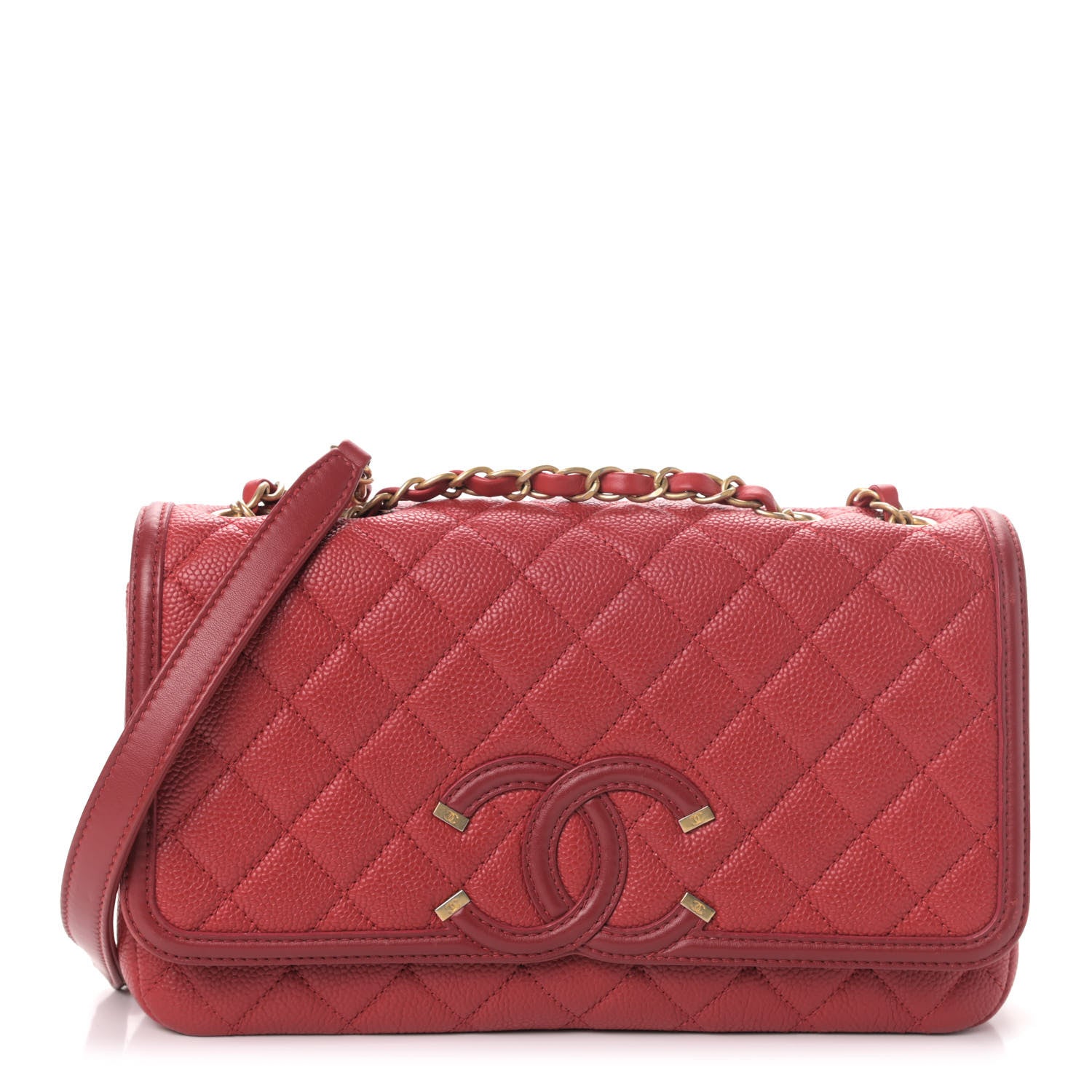 Chanel Caviar Quilted Medium CC Filigree Flap Red 1 of 4