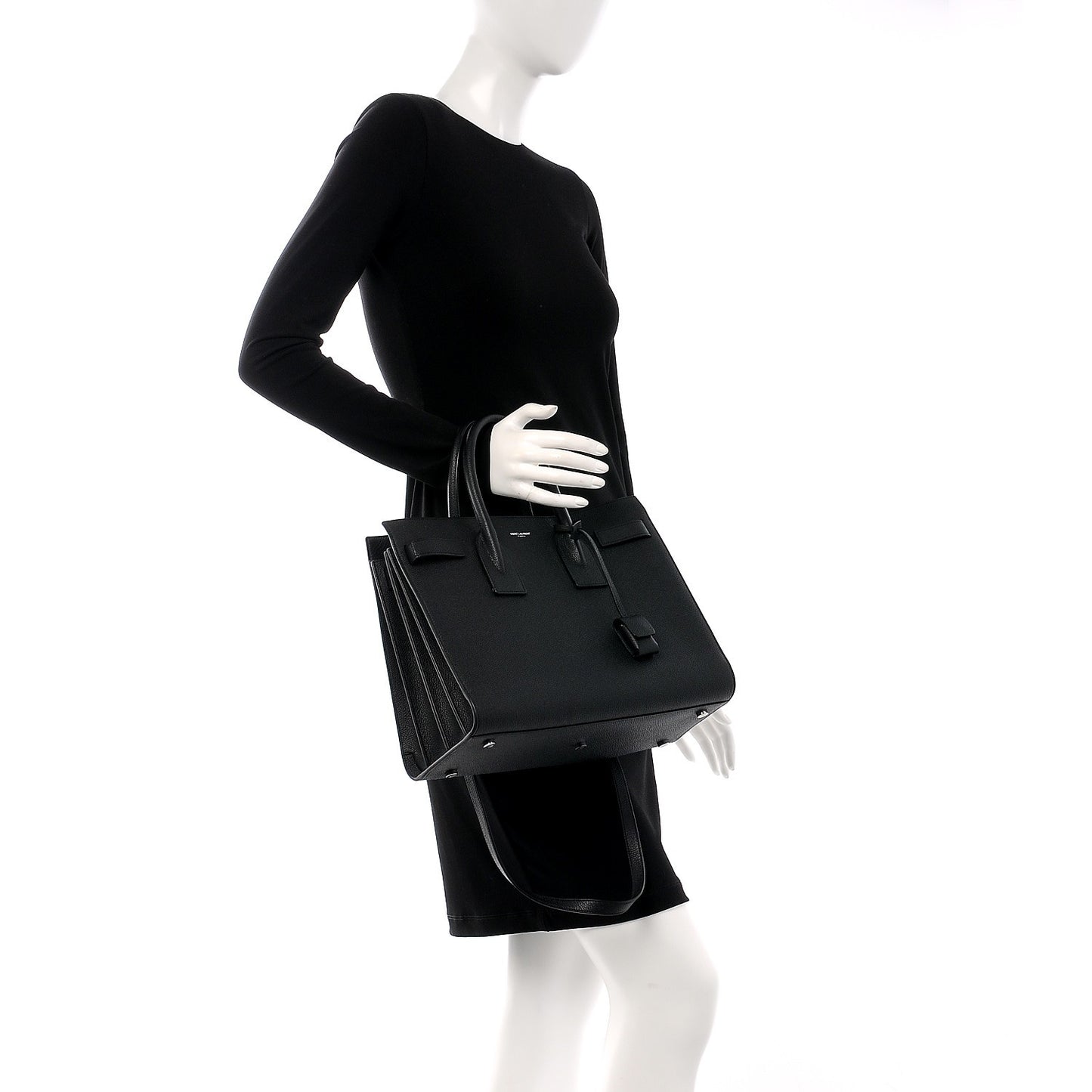 Grained Calfskin Small Sac De Jour Black