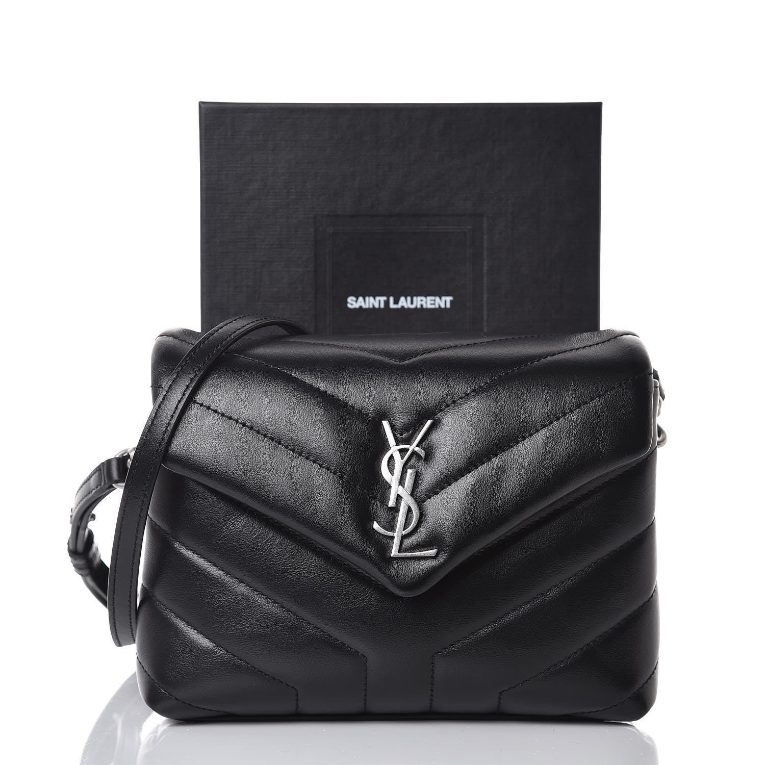 Saint Laurent Calfskin Y Quilted Monogram Toy Loulou Crossbody Bag Black 8 of 8