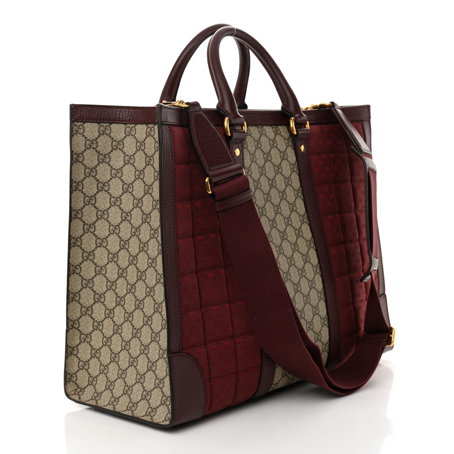 Gucci Monogram GG Mignon Textured Dollar Calfskin GG Supreme Monogram Quilted Mini GG Large Tote Bag Burgundy Beige Ebony 2 of 9