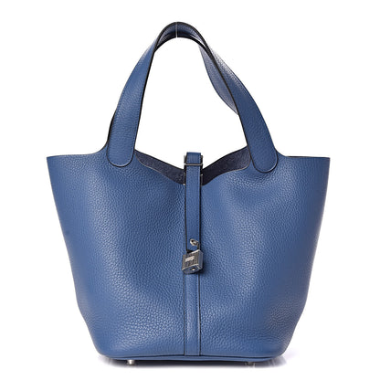 Hermes Taurillon Clemence Picotin Lock 22 MM Bleu Agate 1 of 9