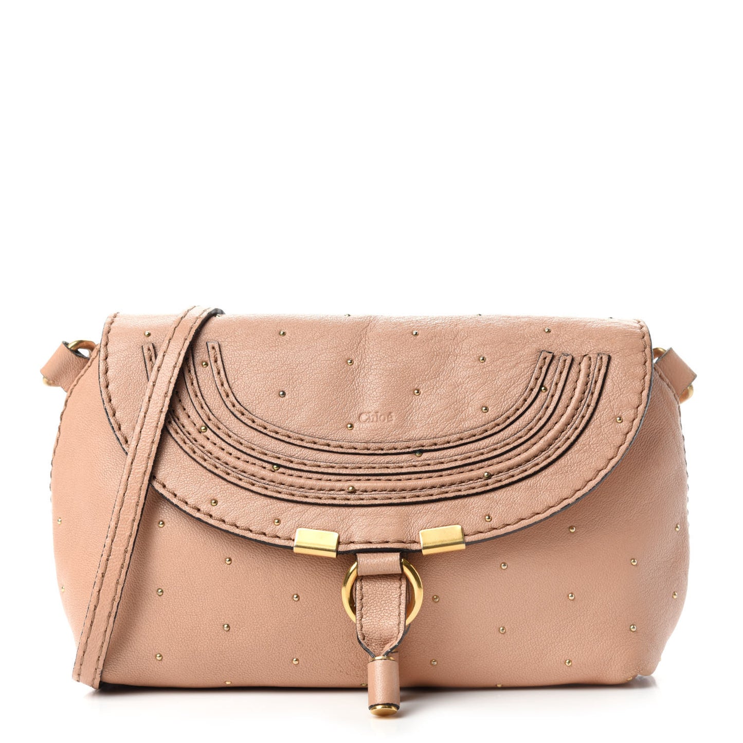 Calfskin Studded Marcie Pochette Crossbody Bag Blushy Pink