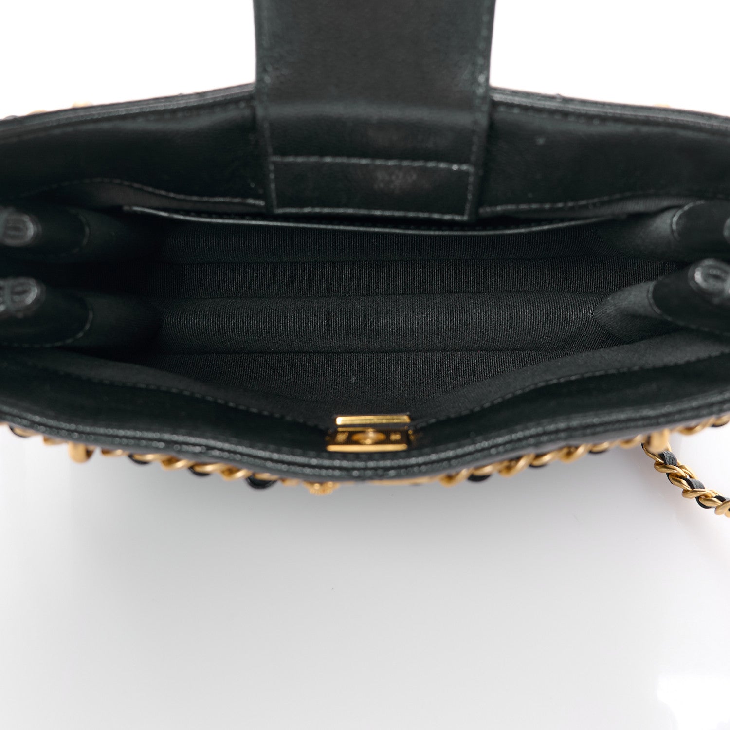 Chanel Caviar Quilted Camellia Small Shopping Bag Black 5 of 12
