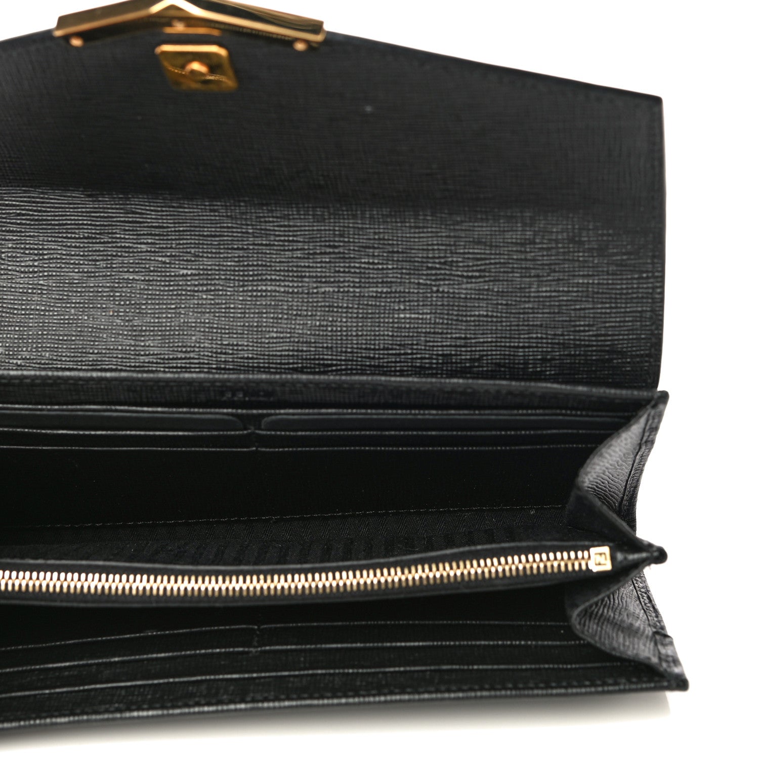 Fendi Vitello Elite Flamingo 2Jours Continental Wallet Black 5 of 11