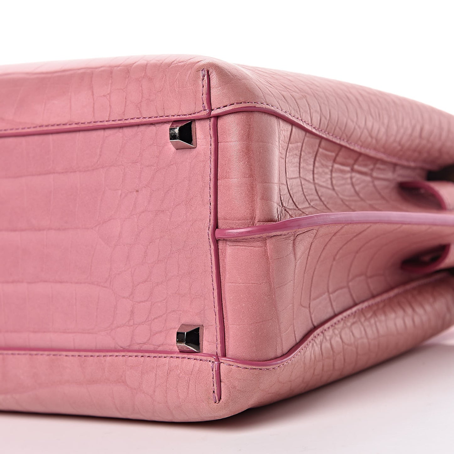 Calfskin Crocodile Embossed Medium Milla Tote Pink